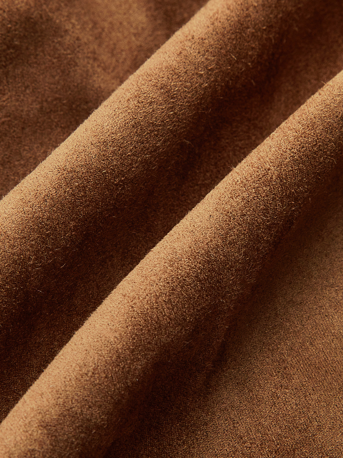 Draped Slit Suede Effect Midi Skirt-Chicvia