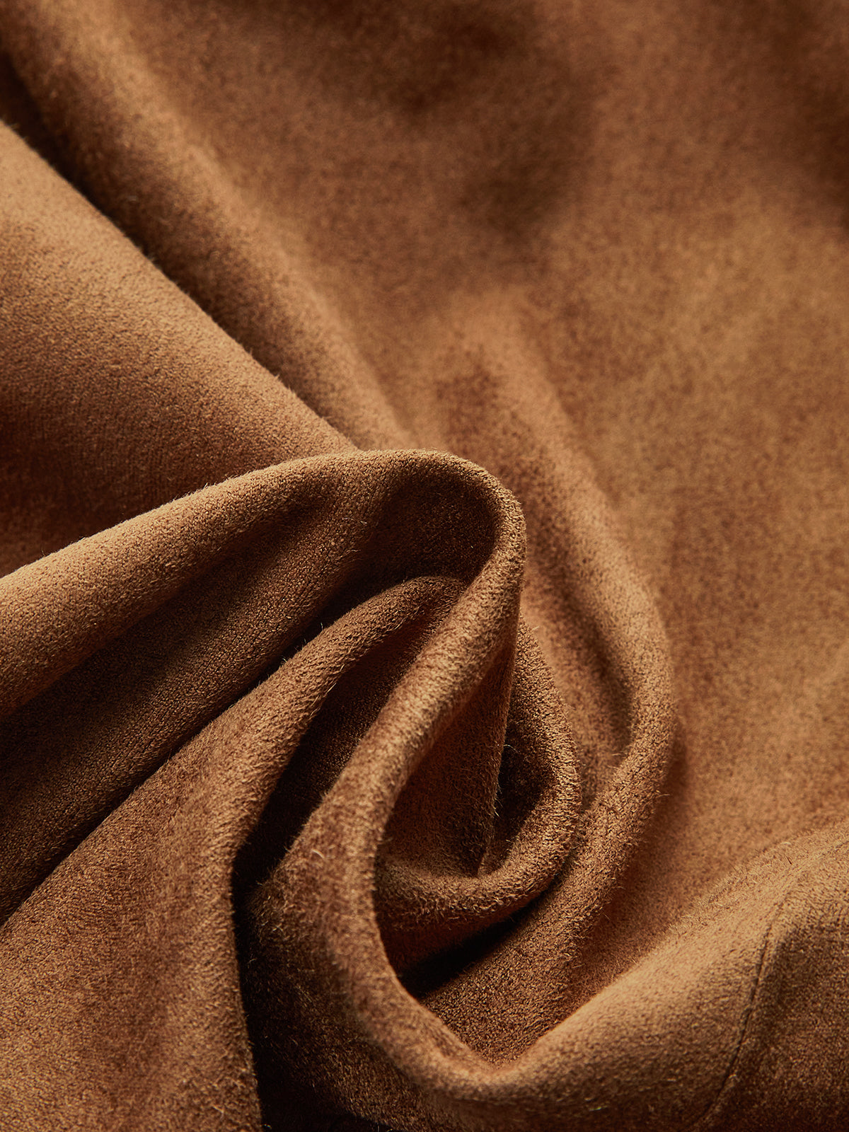 Draped Slit Suede Effect Midi Skirt-Chicvia