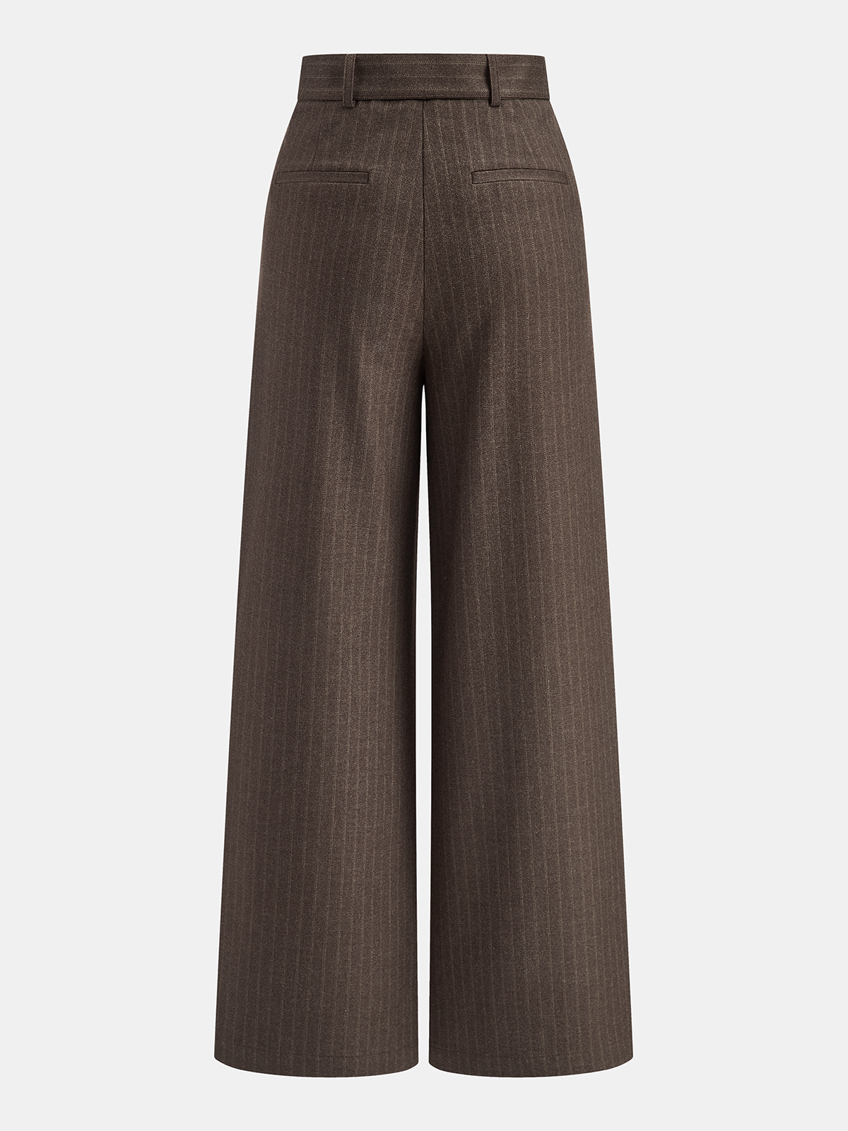 Belted Pinstripe Mid-Waist Wide-Leg Pants-Chicvia