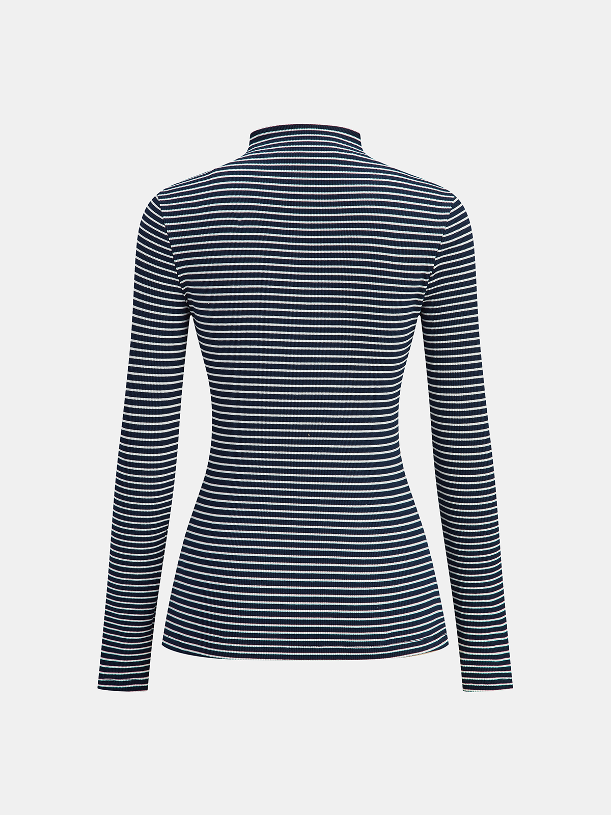 Button-Front Striped Ribbed Knit Top-Chicvia