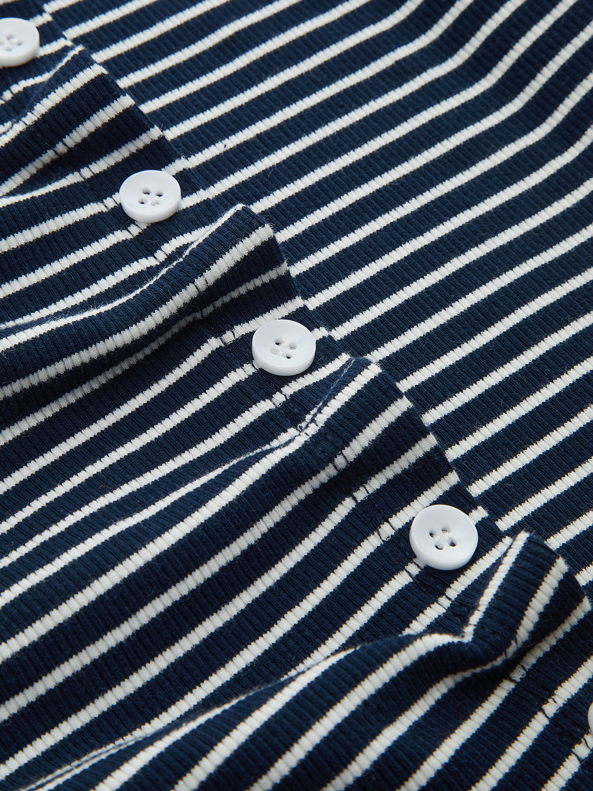 Button-Front Striped Ribbed Knit Top-Chicvia