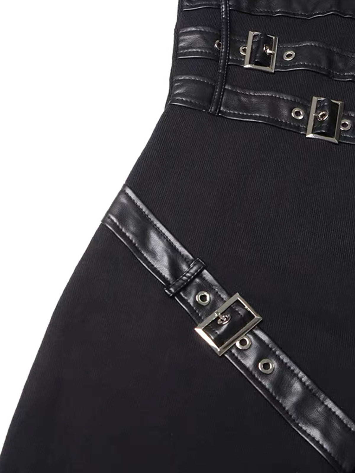 Faux Leather Panel Mock Neck Knit Maxi Dress-Chicvia