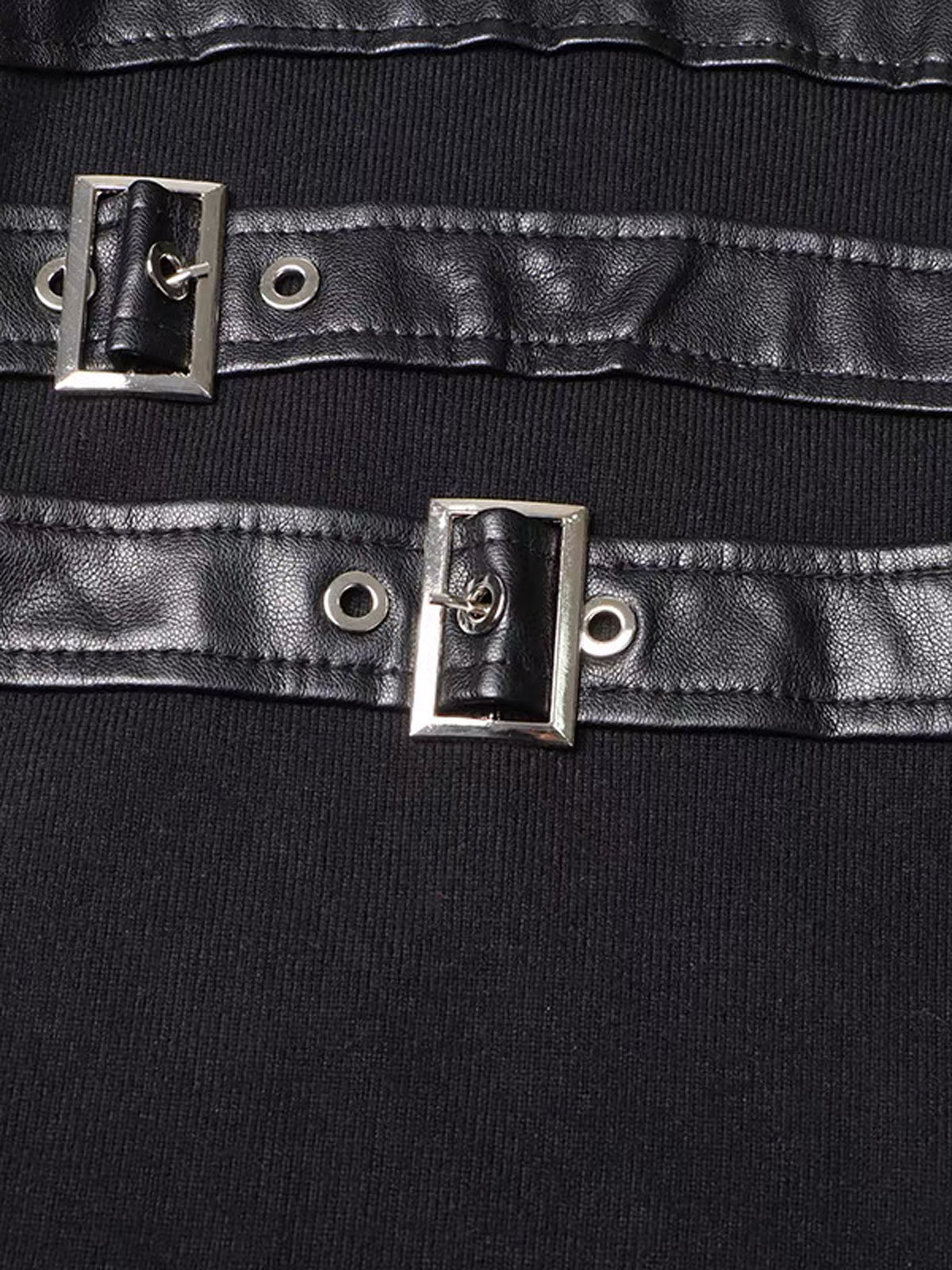 Faux Leather Panel Mock Neck Knit Maxi Dress-Chicvia