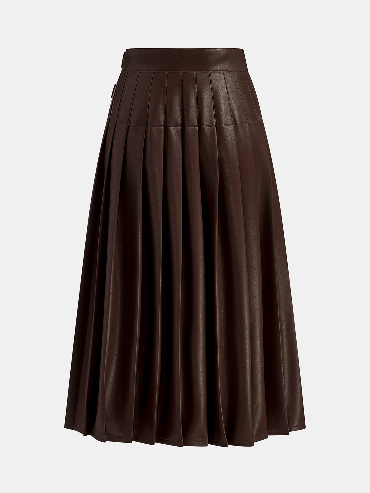 Double Buckle Detail Faux Leather Midi Skirt-Chicvia