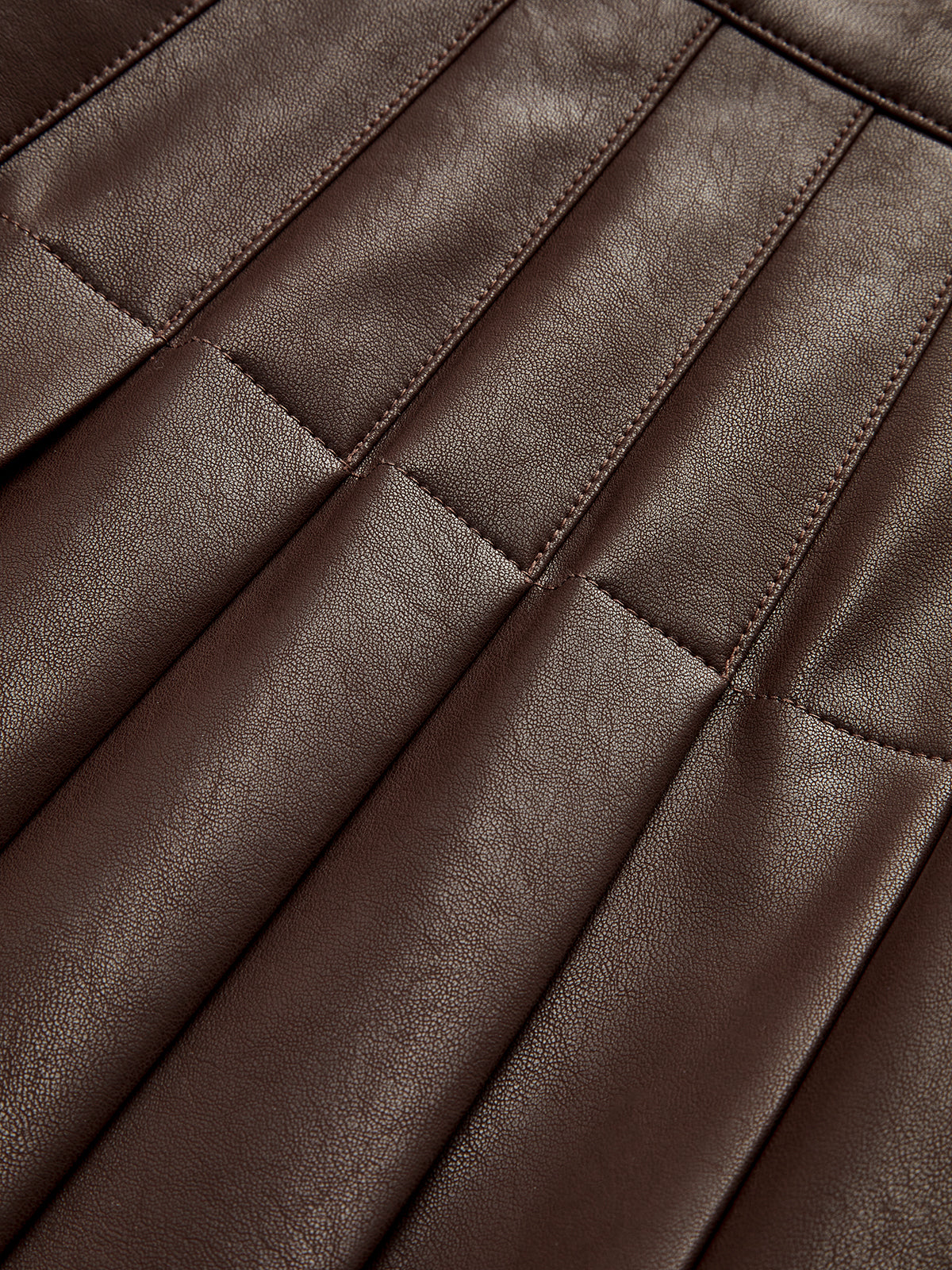 Double Buckle Detail Faux Leather Midi Skirt-Chicvia