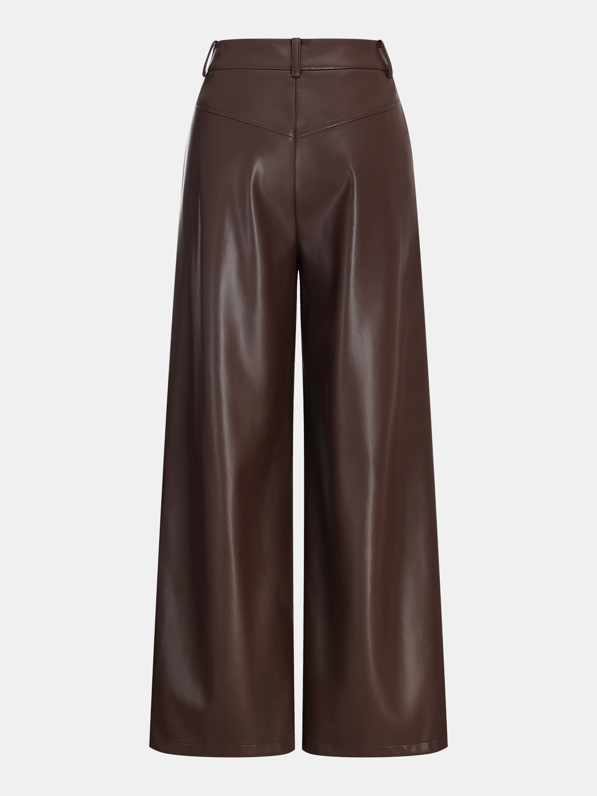 Faux Leather Wide-Leg Pants-Chicvia