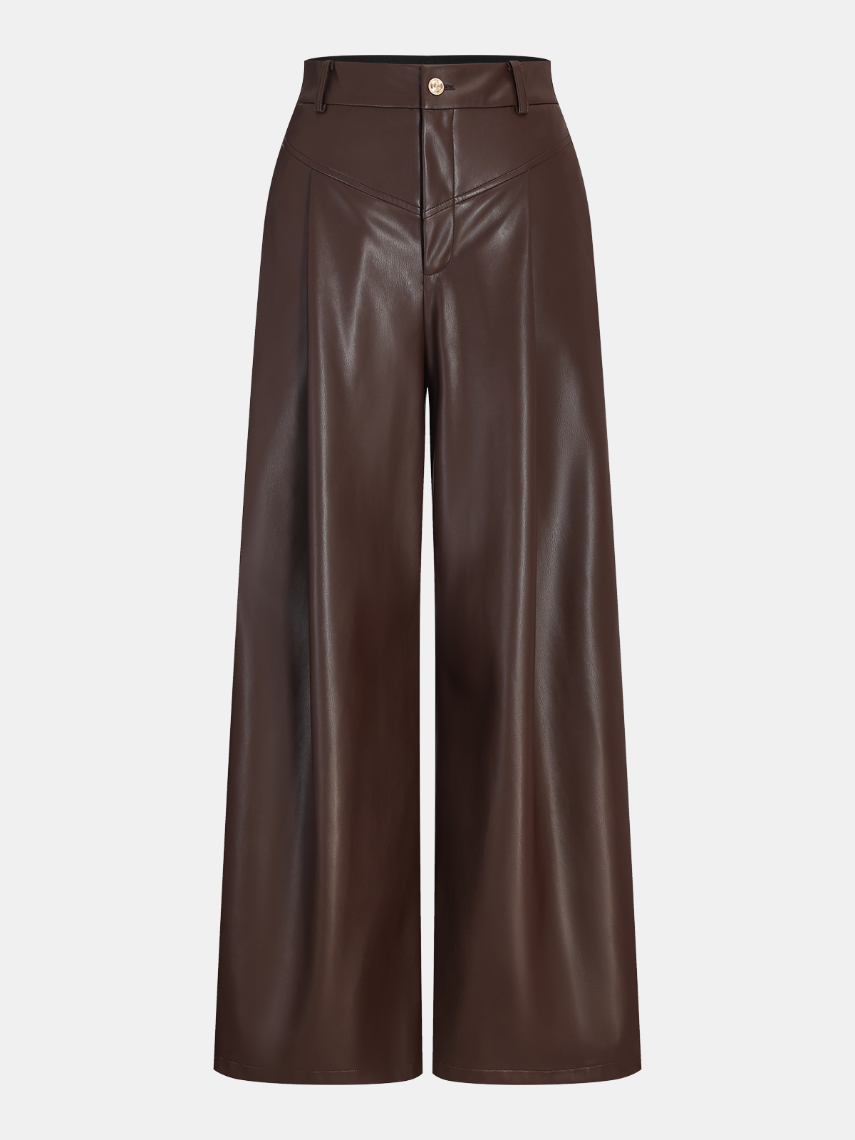 Faux Leather Wide-Leg Pants-Chicvia