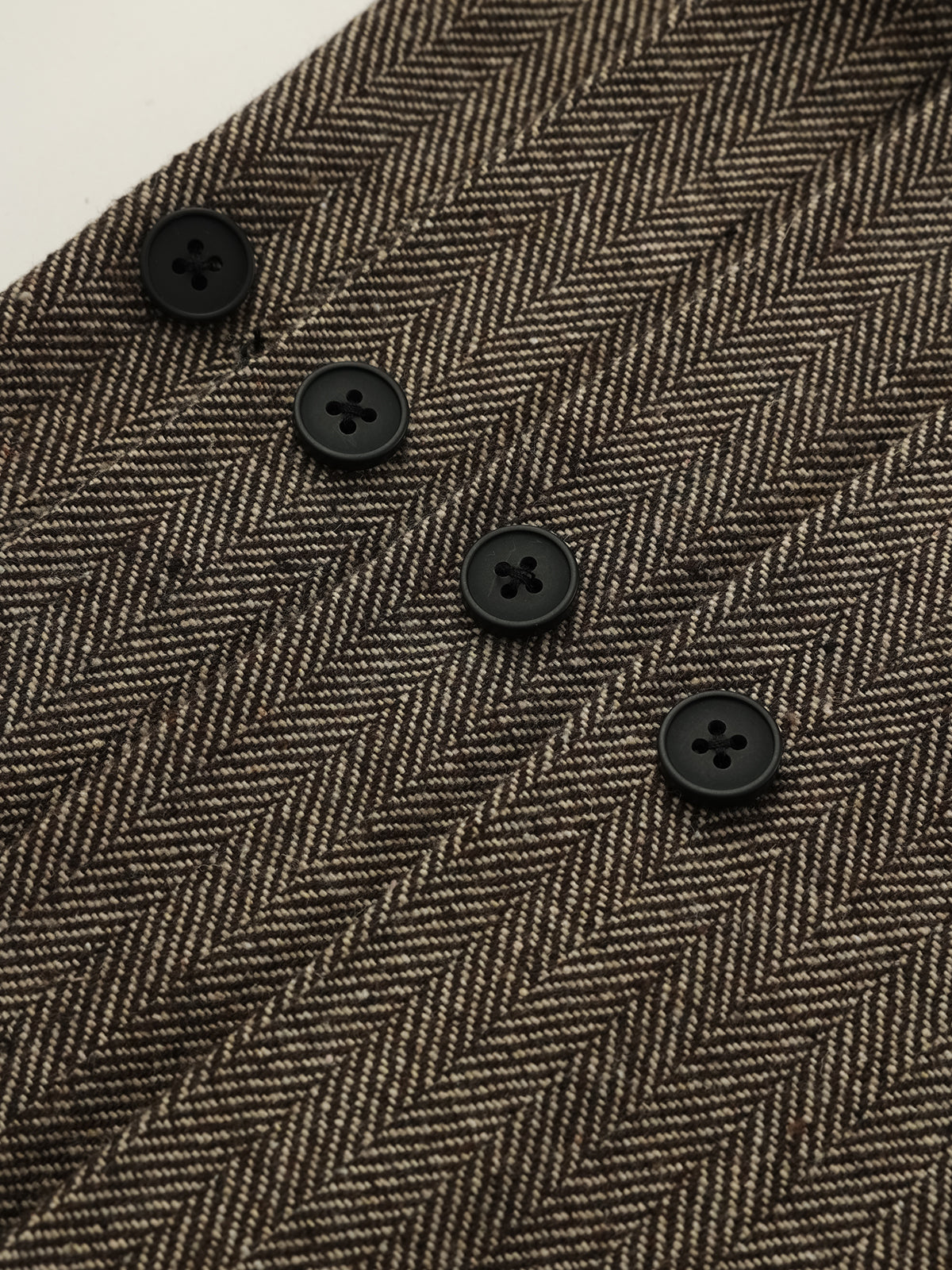 Herringbone Tweed Pleated Straight-Leg Pants-Chicvia