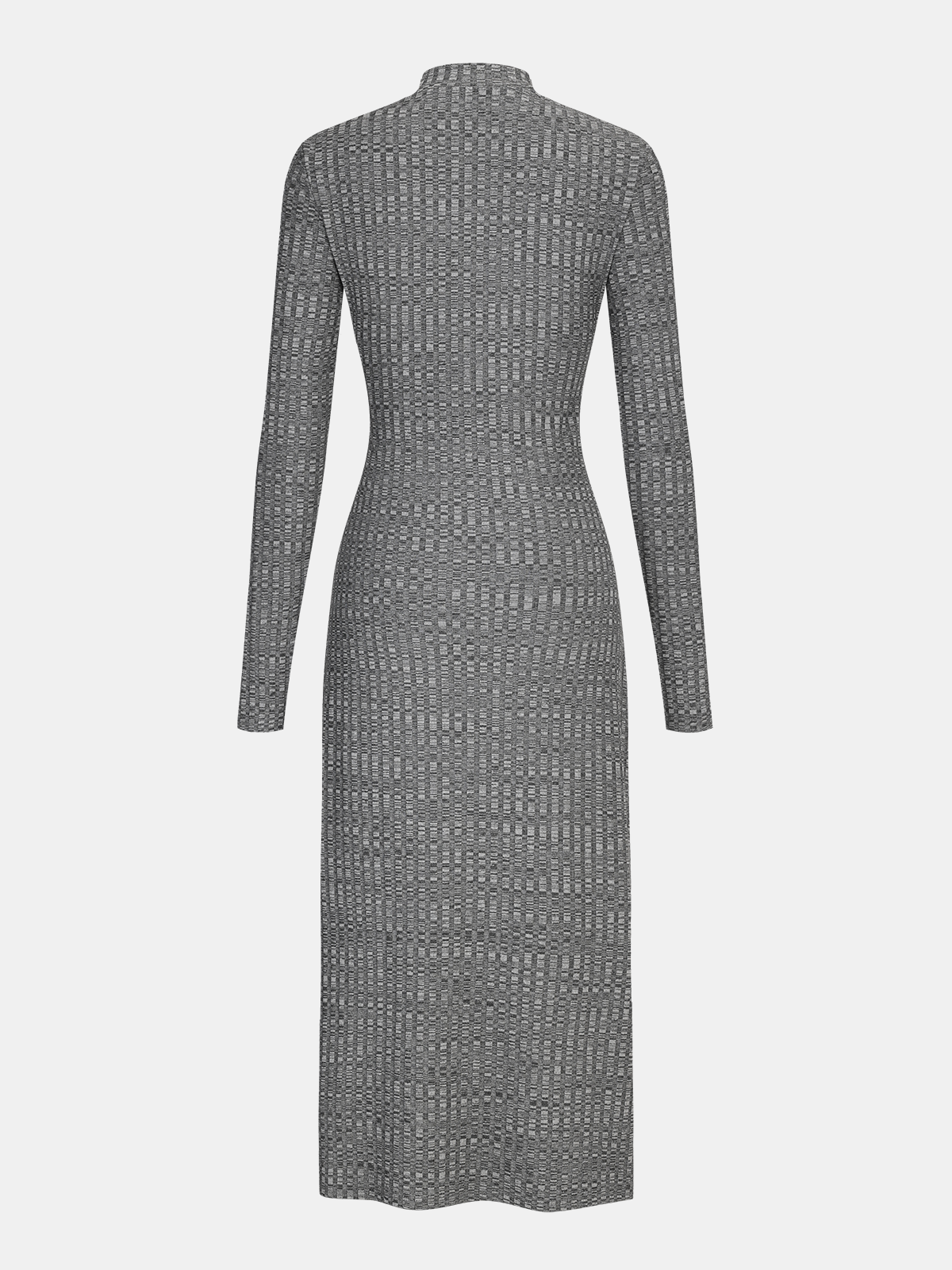 Mock Neck Twisted Side Slit Midi Dress-Chicvia