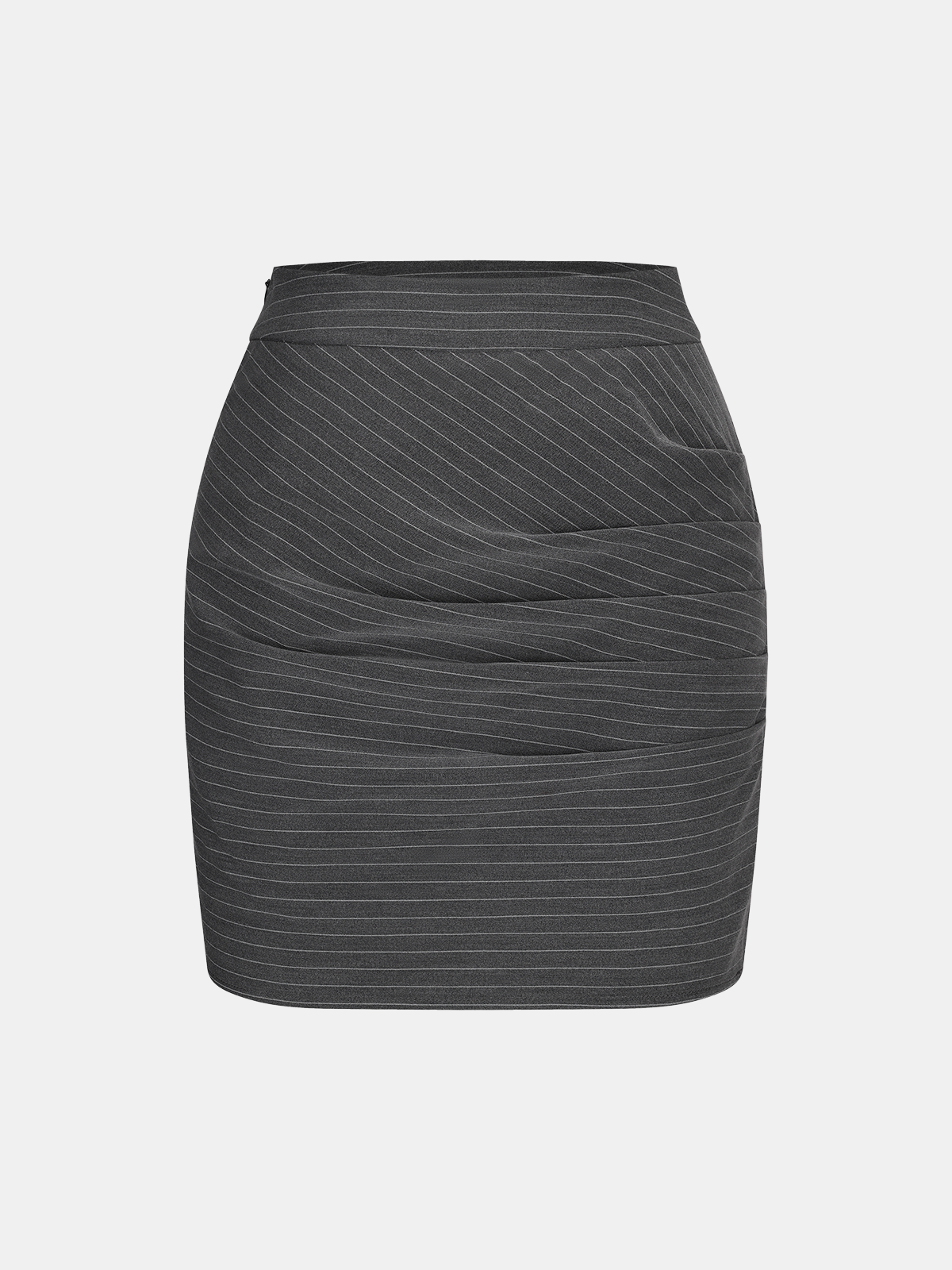 Pinstripe Shirt and Ruched Mini Skirt Set-Chicvia