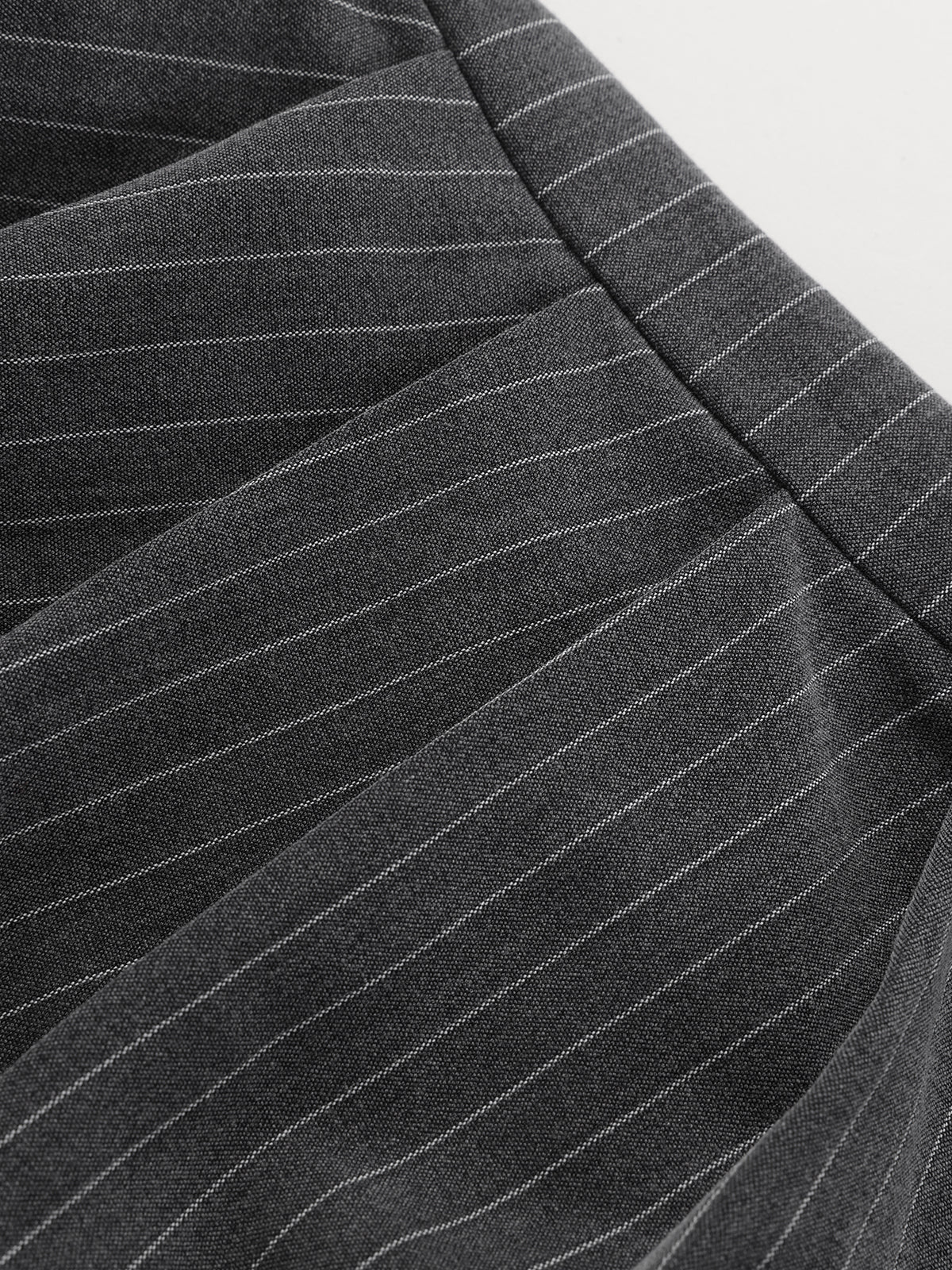 Pinstripe Shirt and Ruched Mini Skirt Set-Chicvia