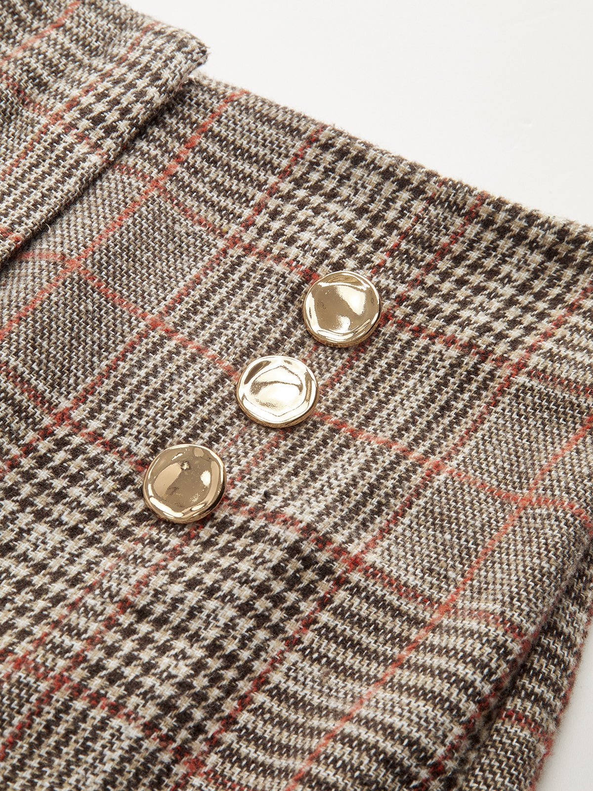 Metal Detail Slit Plaid Wide-Leg Pants-Chicvia