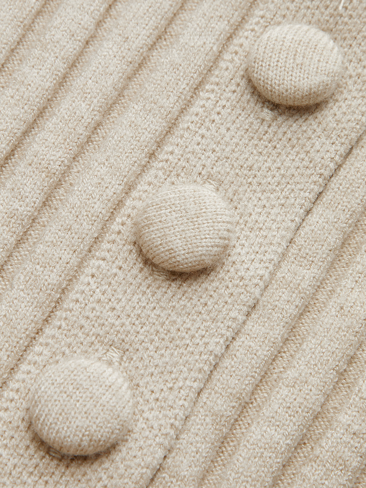 Button-Front Ribbed Knit Cardigan with Scarf-Chicvia