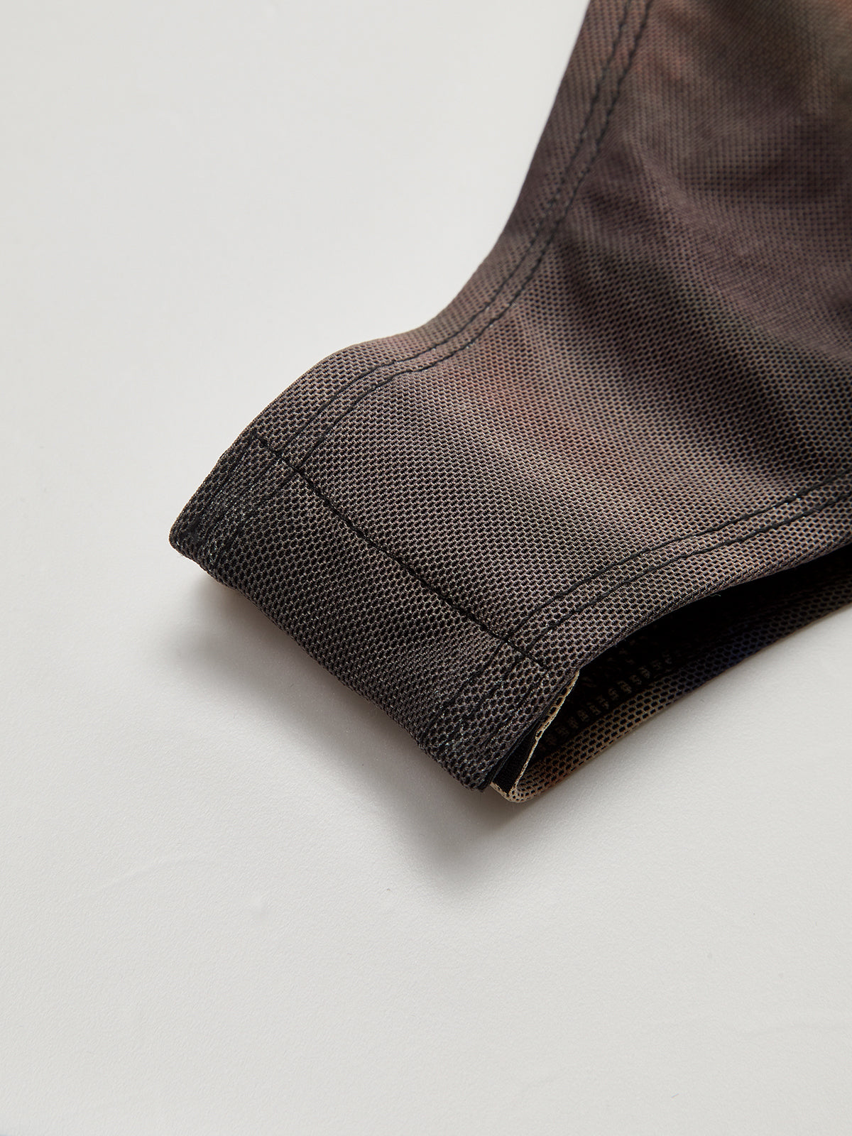 Mock Neck Abstract Print Mesh Bodysuit-Chicvia