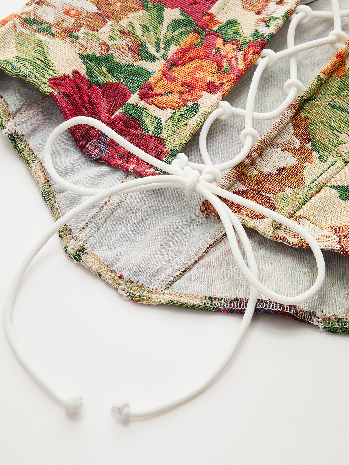 Lace Trim Lace-Up Back Corset Top-Chicvia