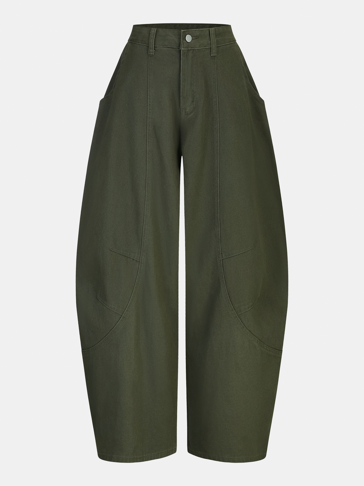 Mid-Waist Curved-Leg Pants-Chicvia