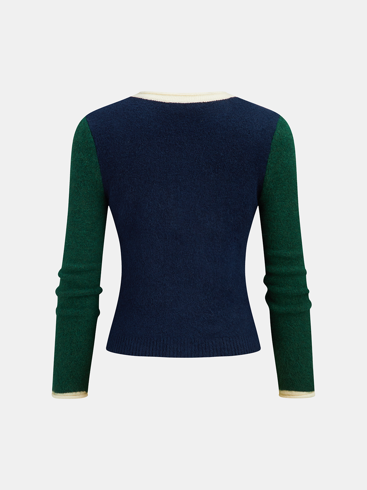 Color Block Button Slim Wool Blend Cardigan-Chicvia