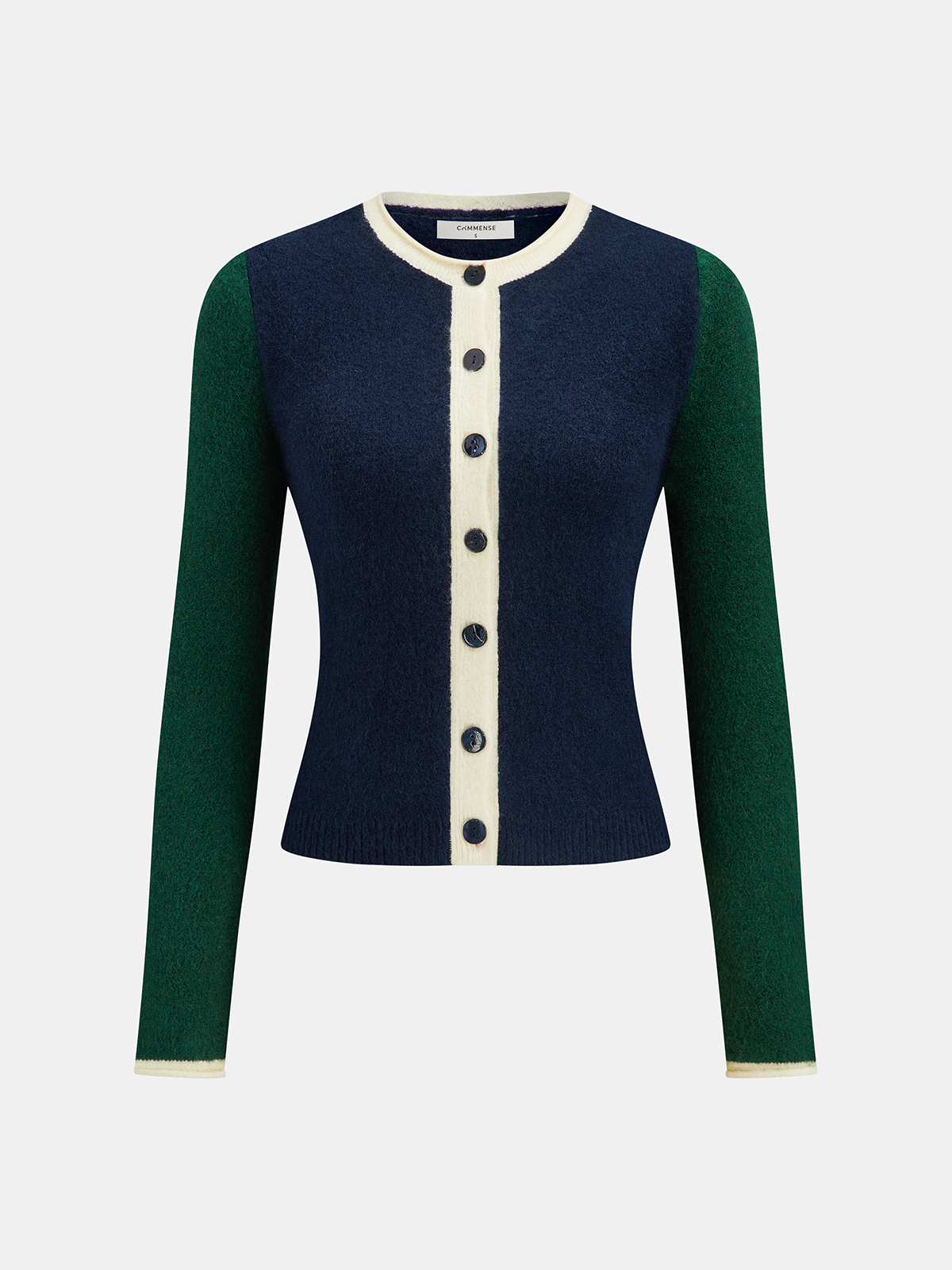 Color Block Button Slim Wool Blend Cardigan-Chicvia