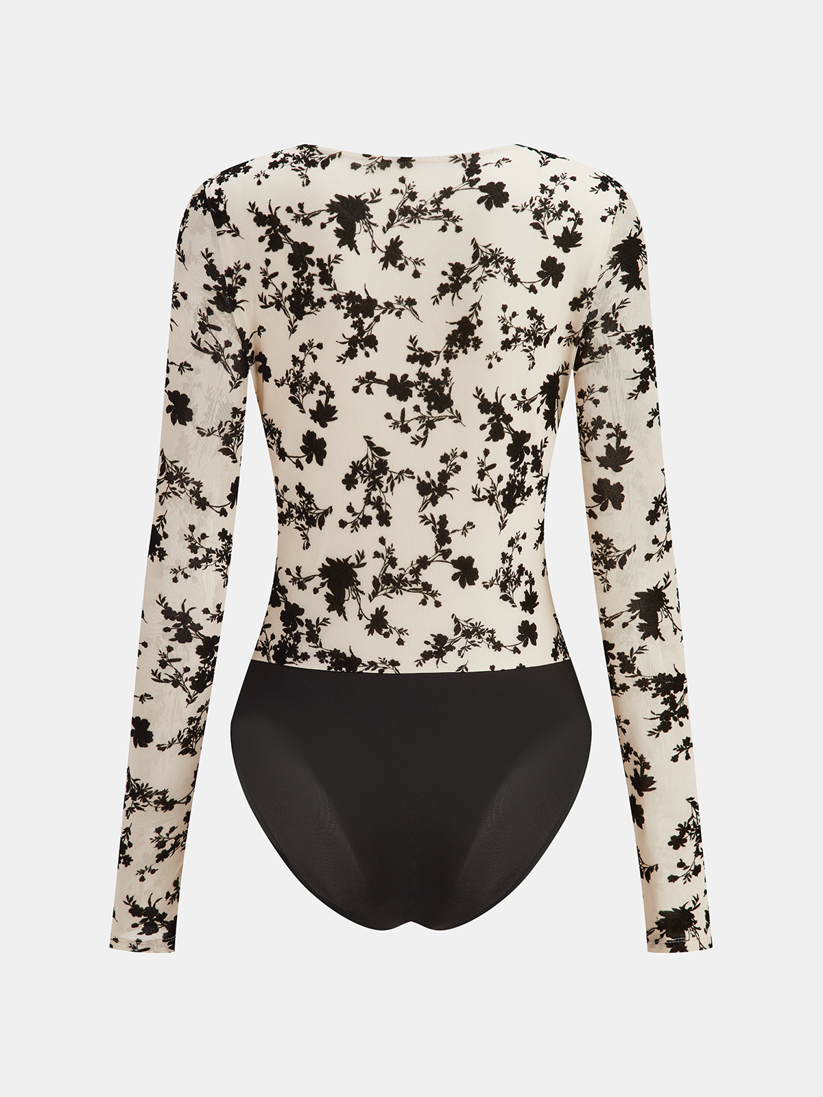 Metal Detail Floral Print Bodysuit-Chicvia