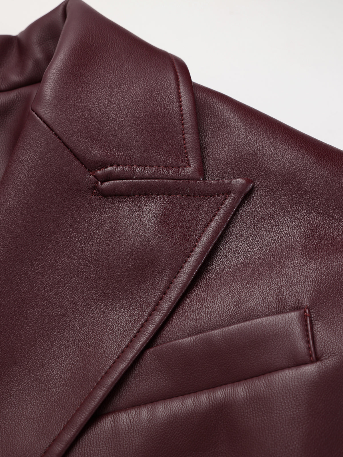 Lapel Faux Leather Belted Jacket-Chicvia