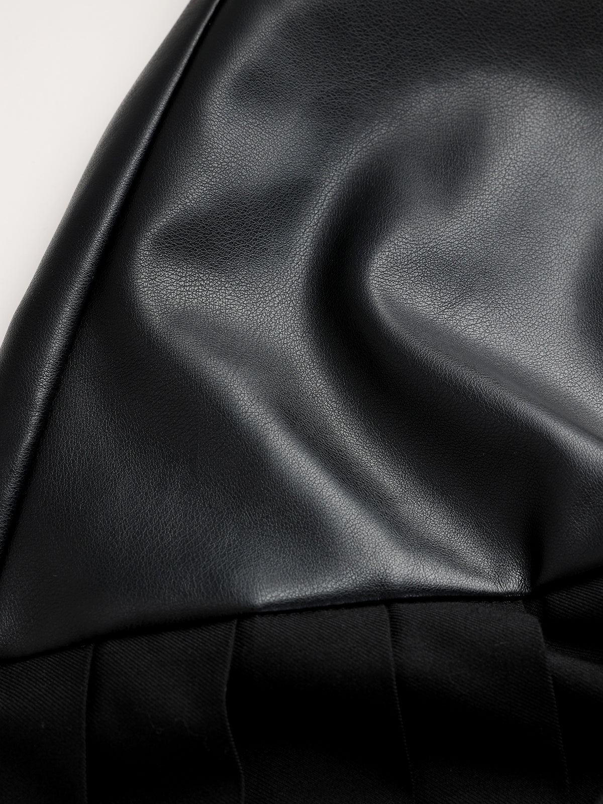 Buckle Detail Faux Leather Panel Pleated Midi Skirt-Chicvia