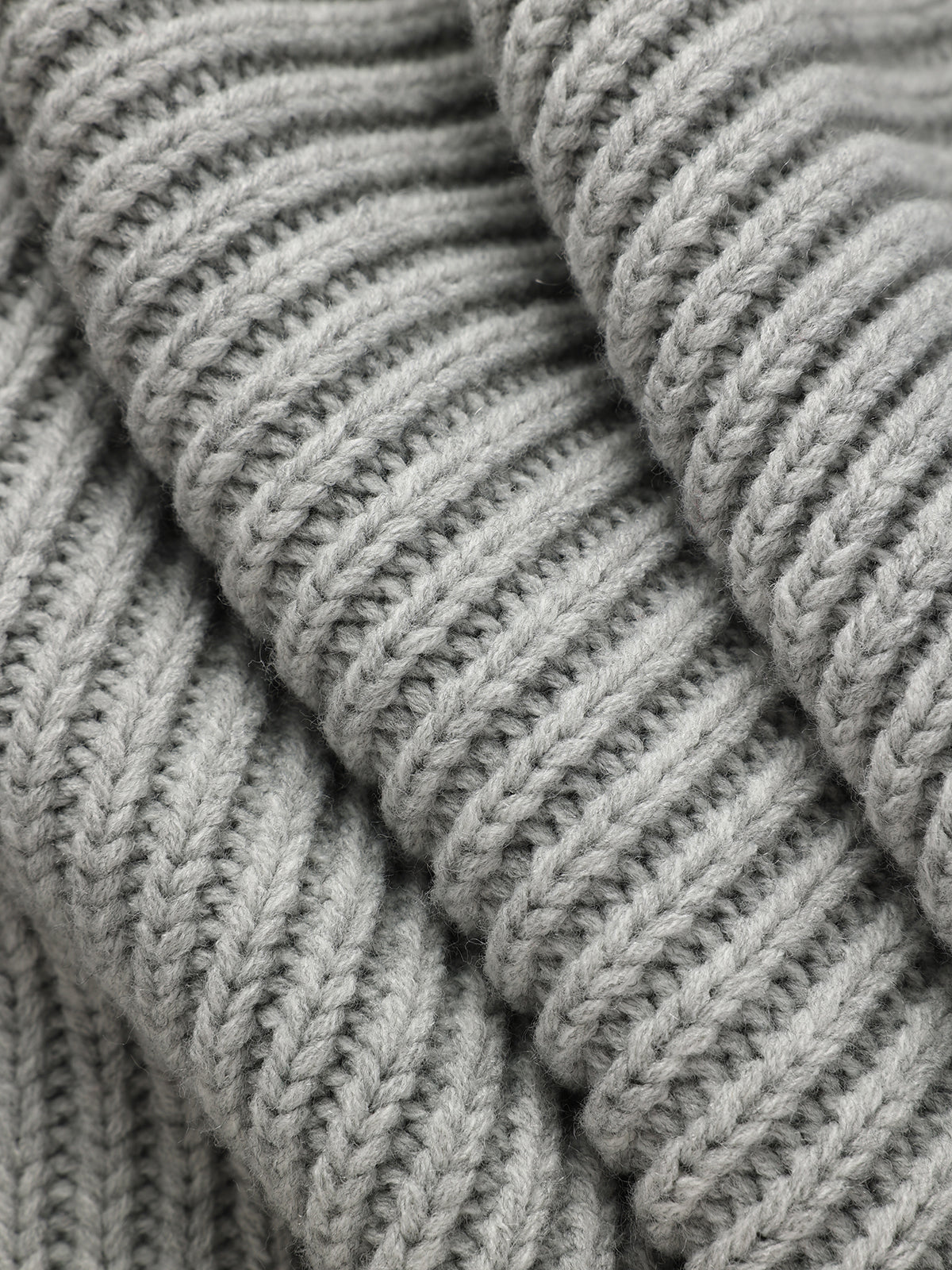 Cuffed Sleeve Ribbed Knit V-Neck Sweater-Chicvia