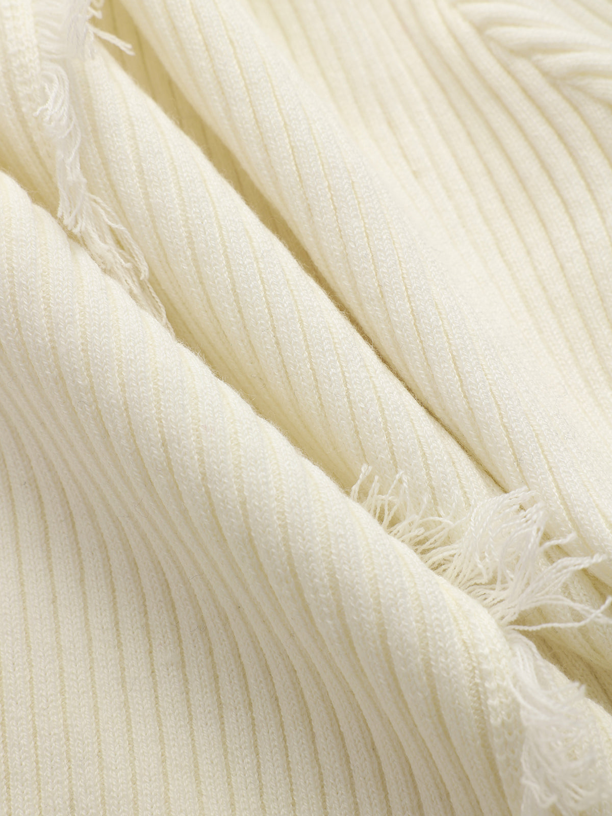 Fringe Ribbed Wool Blend Knit Top-Chicvia