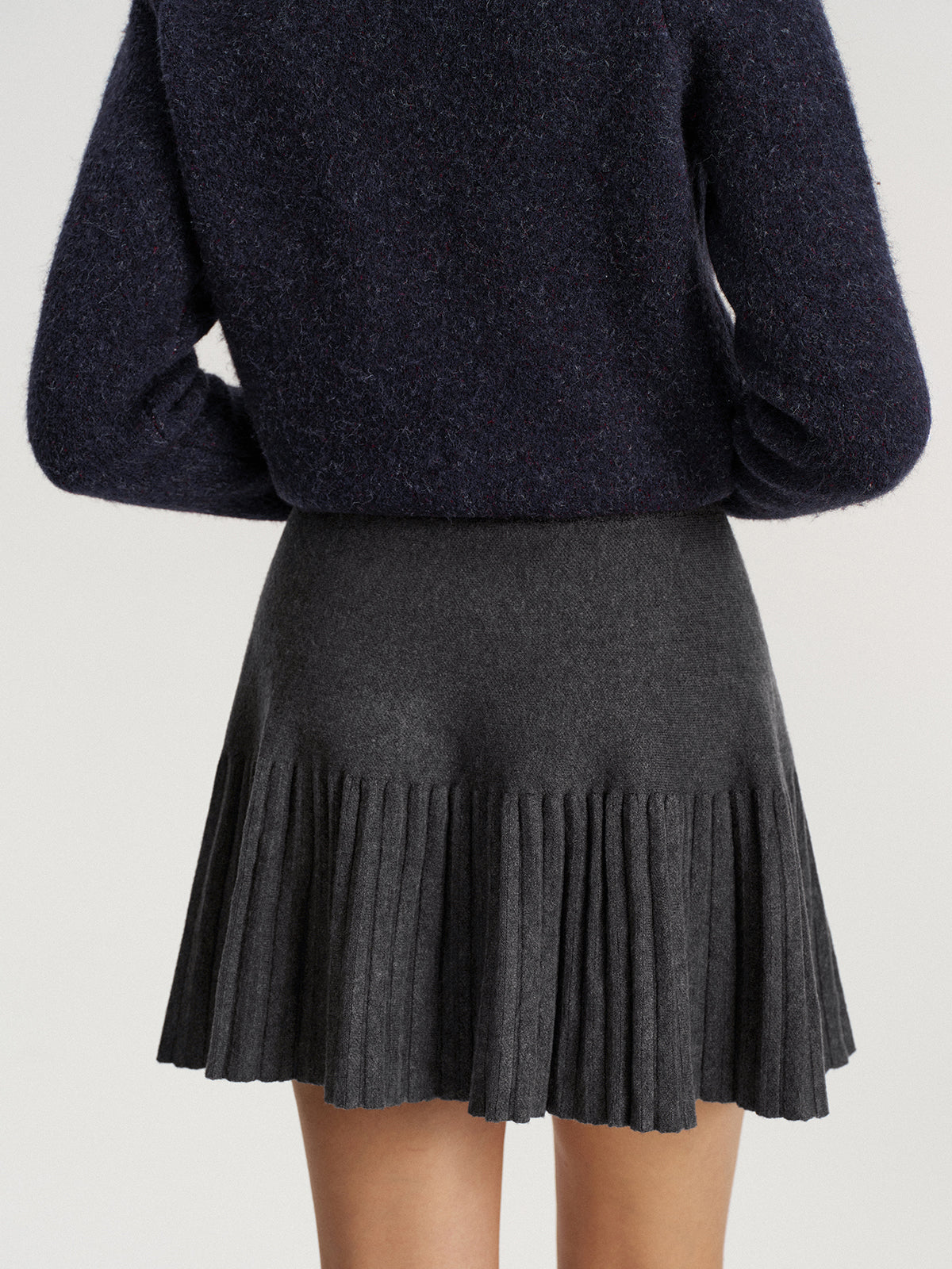 Knit Pleated Mini Skirt-Chicvia