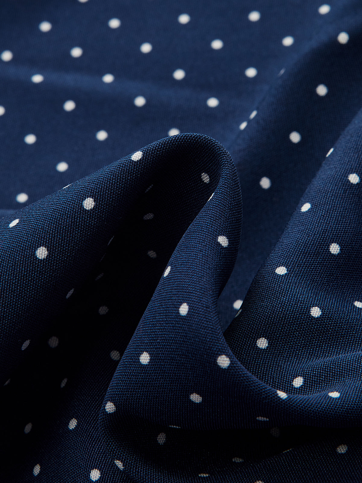 Polka Dot Stand-Collar Flare Dress-Chicvia