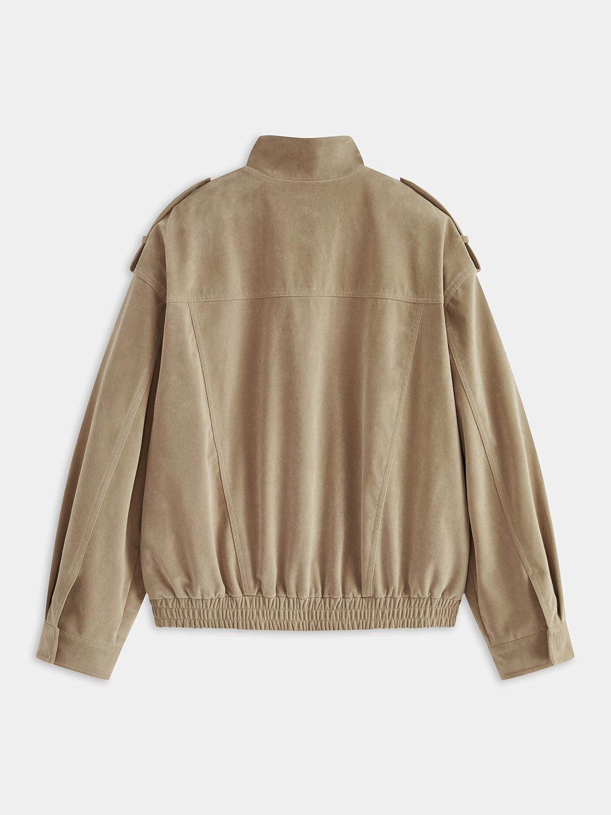 Oversized Suede Effect Utility Jacket-Chicvia