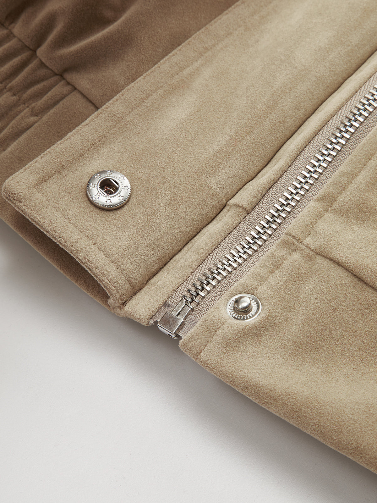 Oversized Suede Effect Utility Jacket-Chicvia