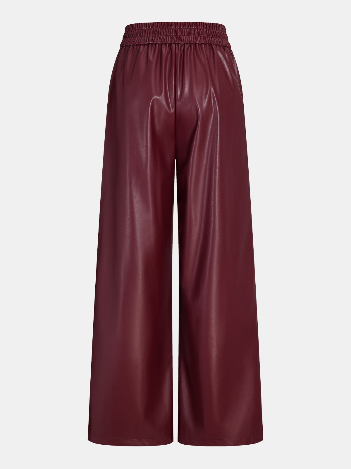 High-Waist Faux Leather Straight-Leg Pants-Chicvia