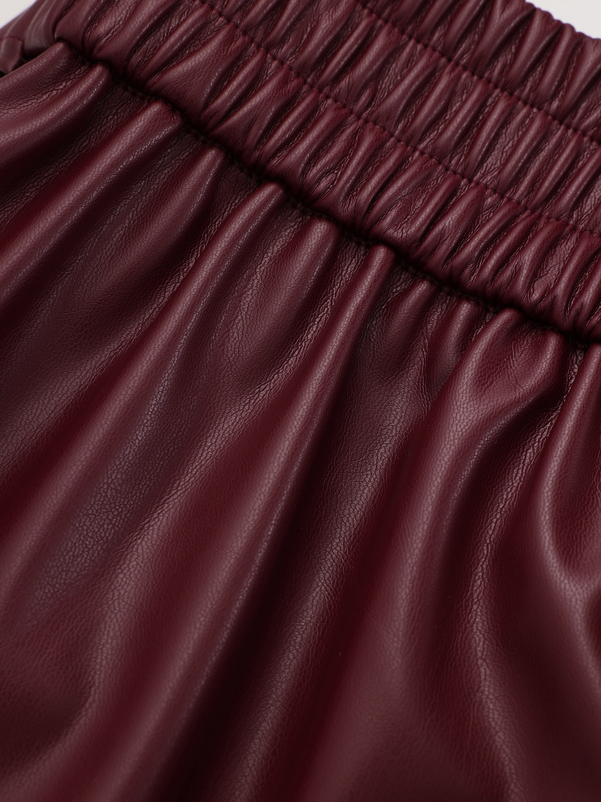 High-Waist Faux Leather Straight-Leg Pants-Chicvia