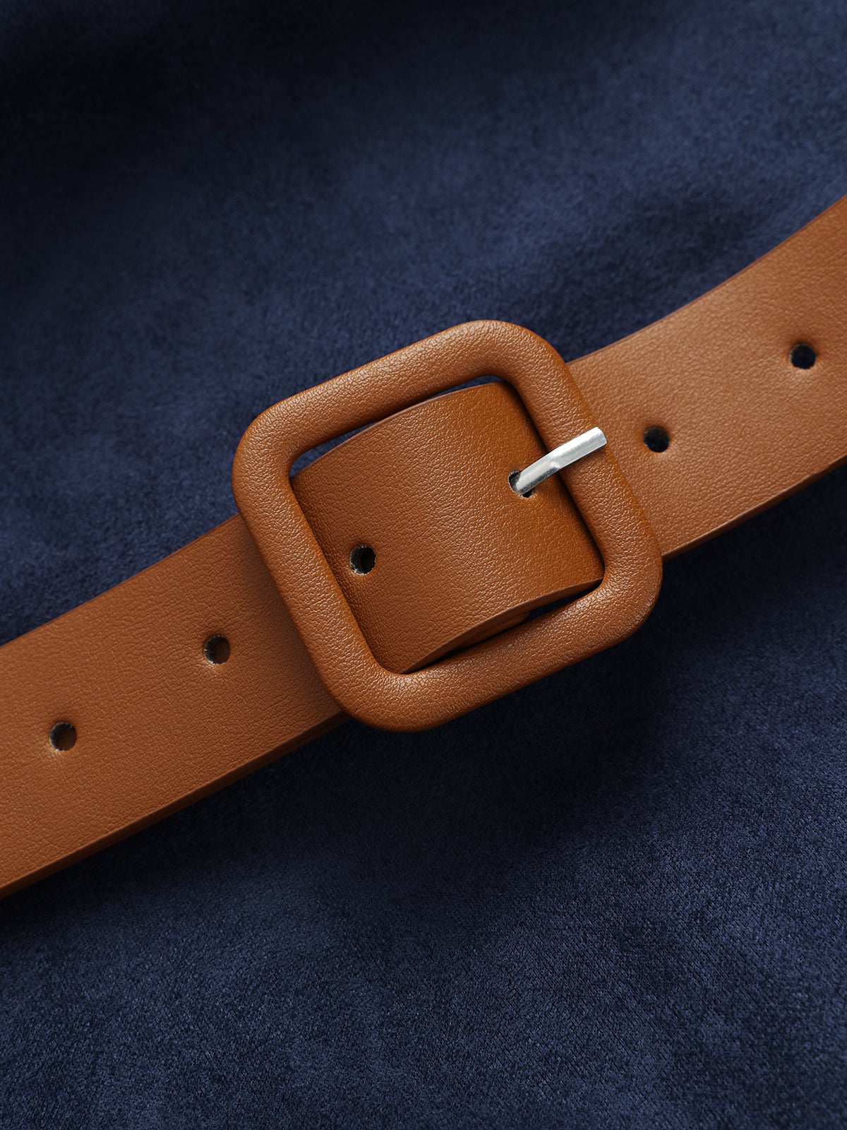 Belted Suede Effect Shirt Dress-Chicvia