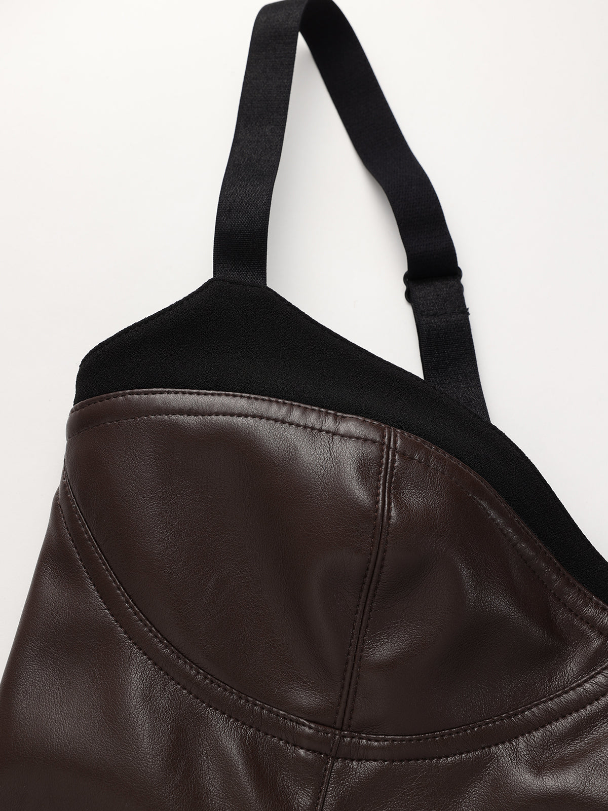 Faux Leather Sweetheart Neckline Slip Midi Dress-Chicvia