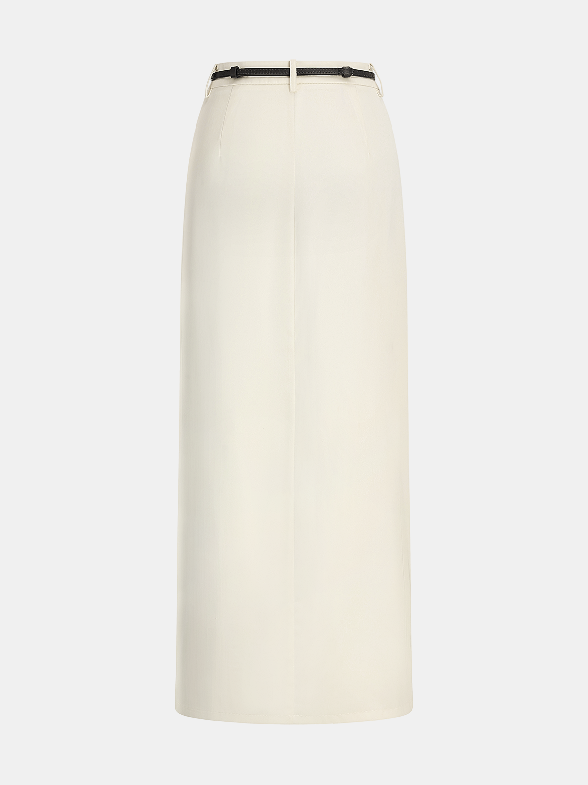 Belted Satin Straight Maxi Skirt-Chicvia