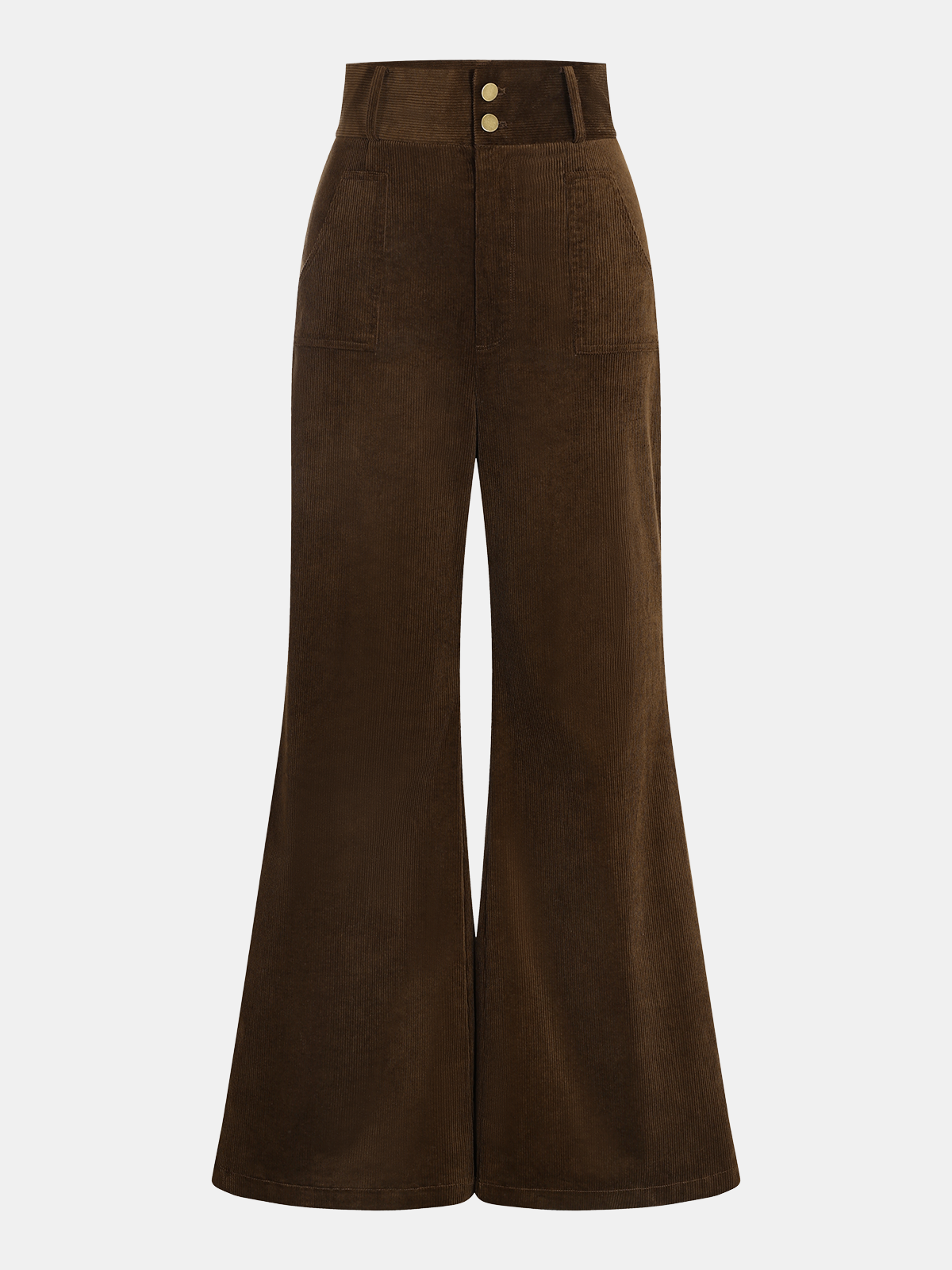 High-Waist Corduroy Flare Pants-Chicvia