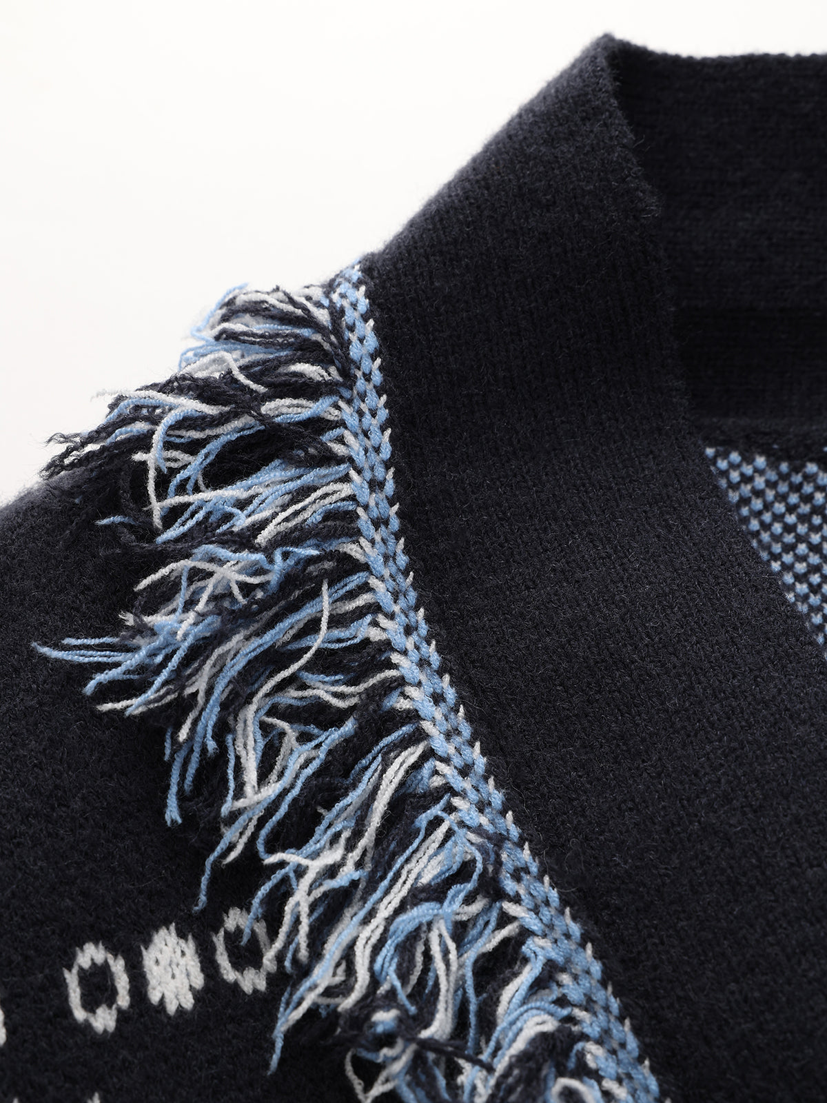 Belted Paisley Fringe Knit Cardigan-Chicvia