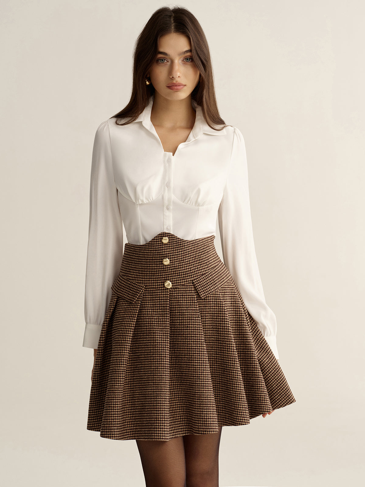 Corset Style Button-Up Shirt-Chicvia