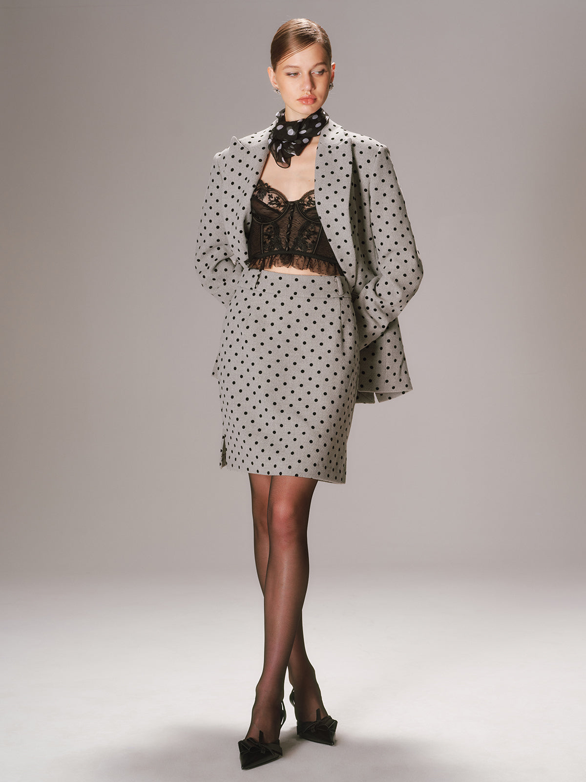 Polka Dot A-Line Mini Skirt-Chicvia