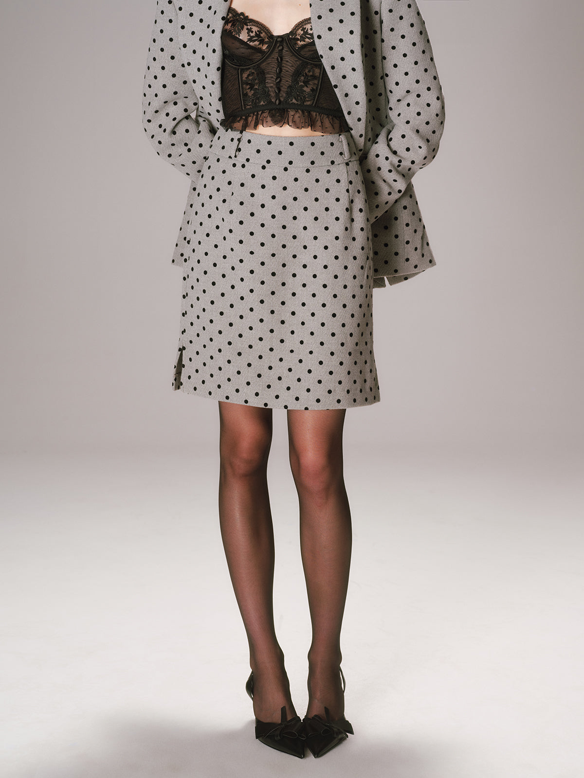 Polka Dot A-Line Mini Skirt-Chicvia