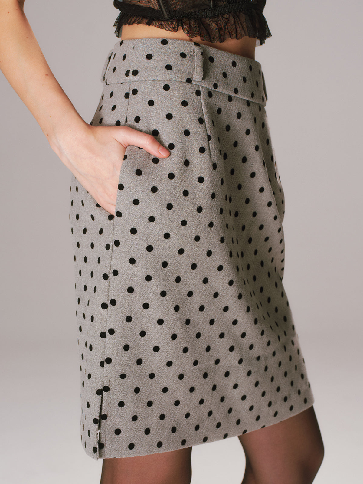 Polka Dot A-Line Mini Skirt-Chicvia