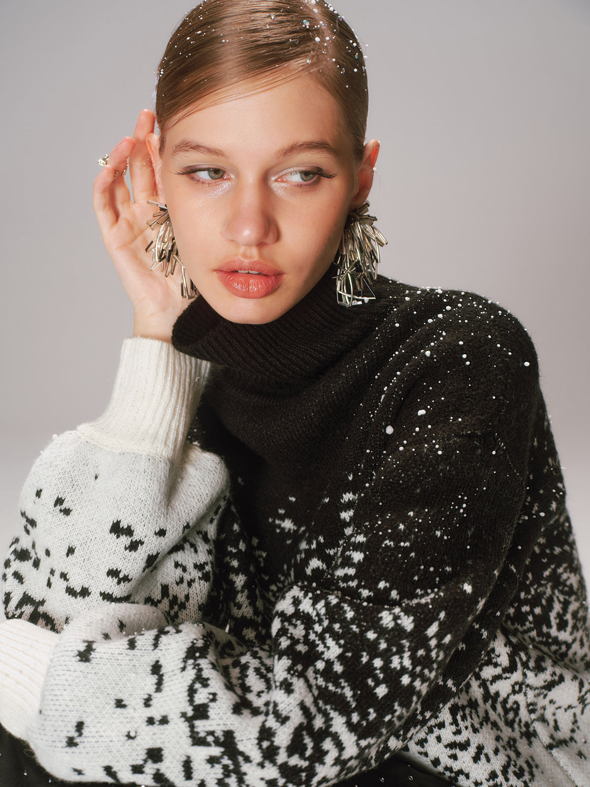 Gradient Wool-Blend Turtleneck Sweater-Chicvia