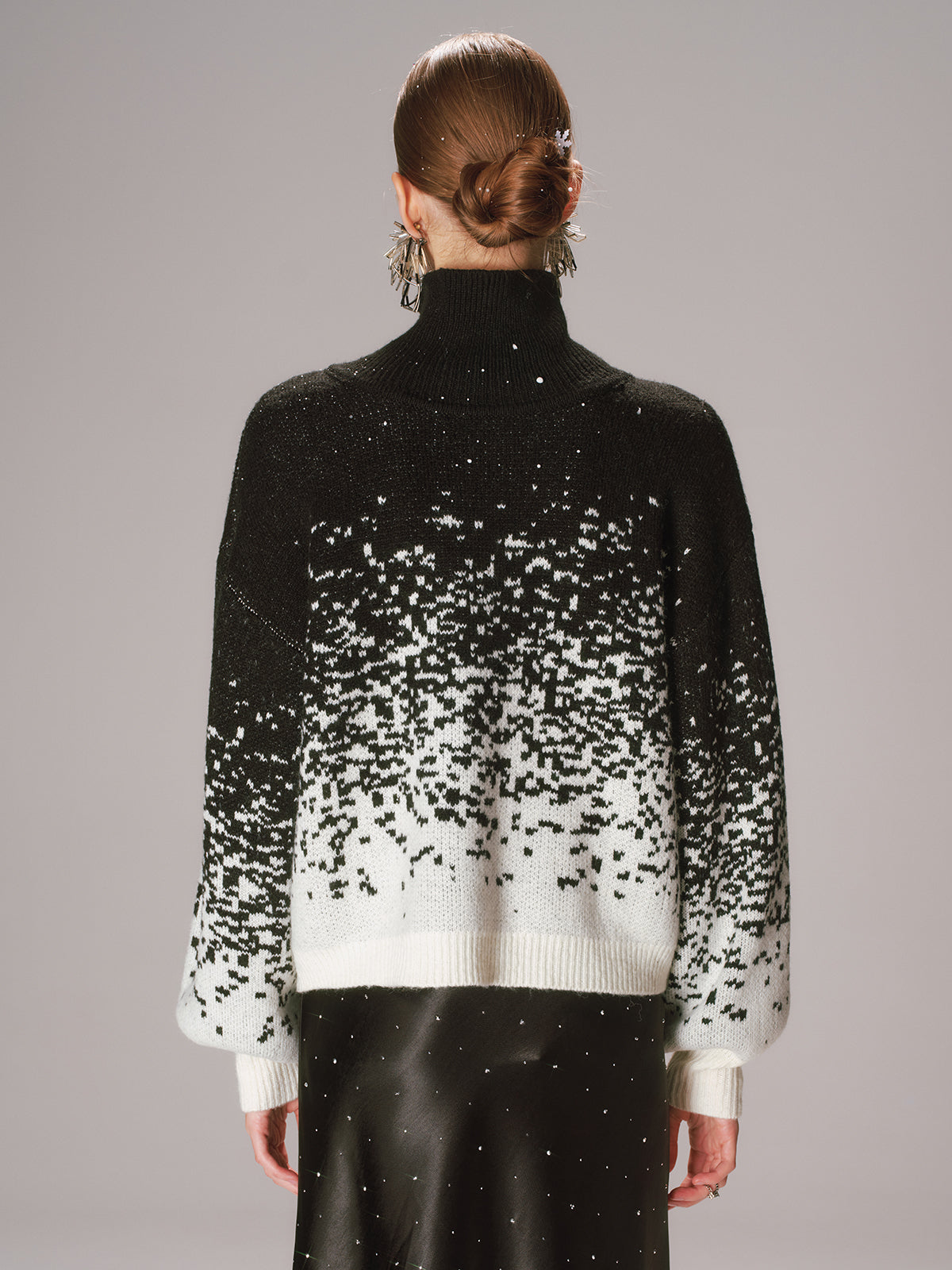 Gradient Wool-Blend Turtleneck Sweater-Chicvia