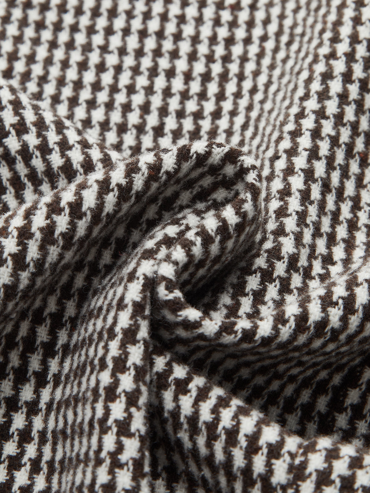 Houndstooth Tweed Belted Midi Skirt-Chicvia