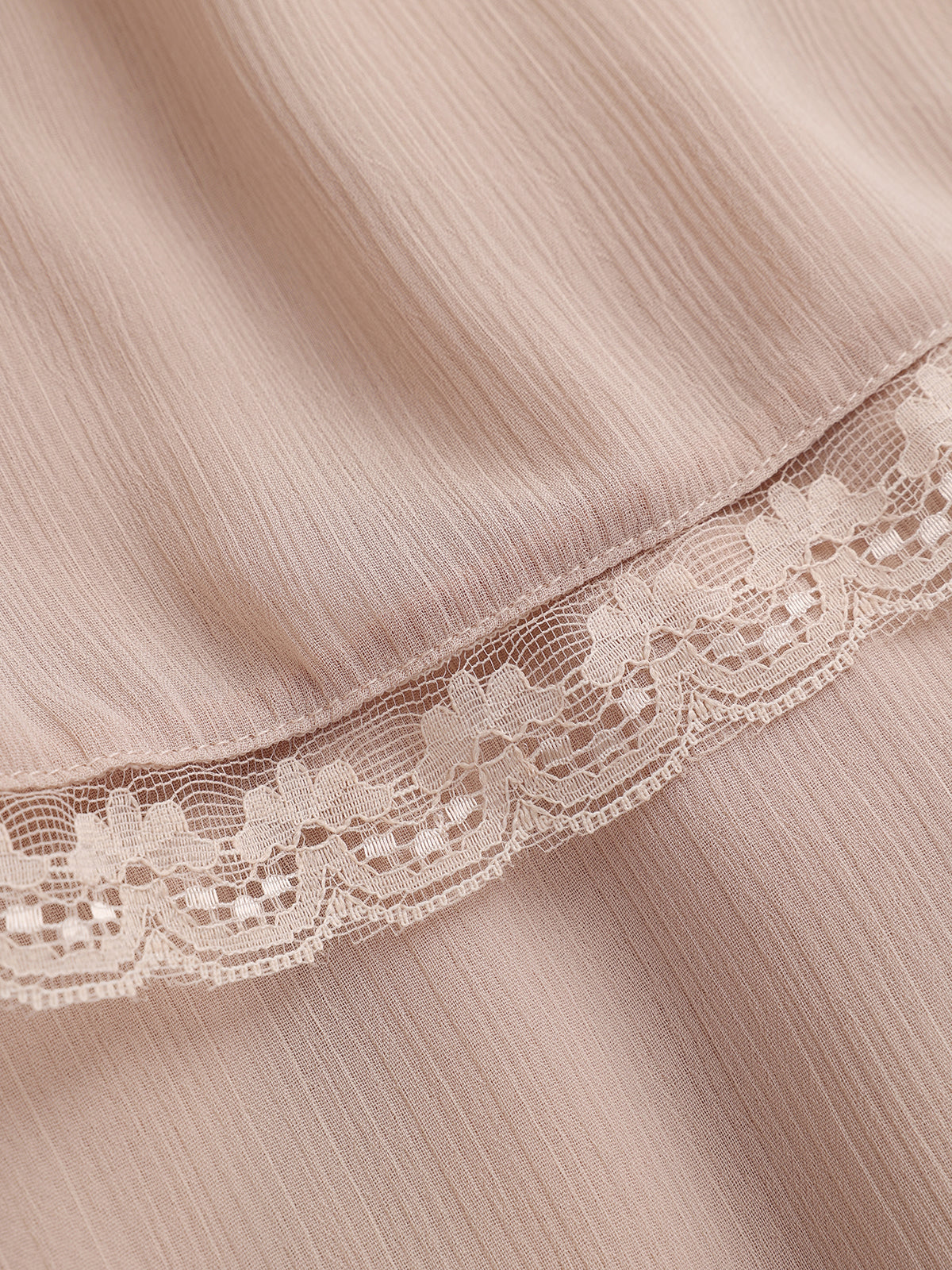 Lace Trim Chiffon Tiered Maxi Dress-Chicvia