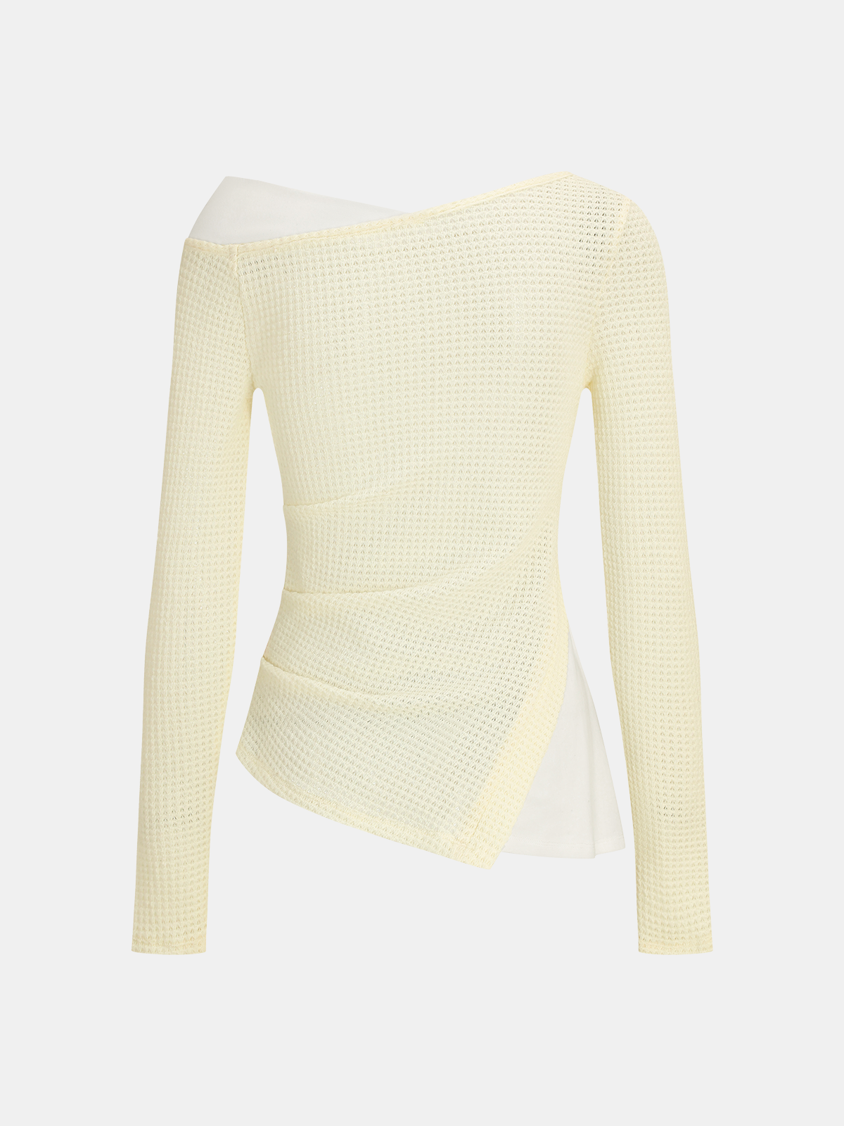 Color Block Waffle-Knit Top-Chicvia