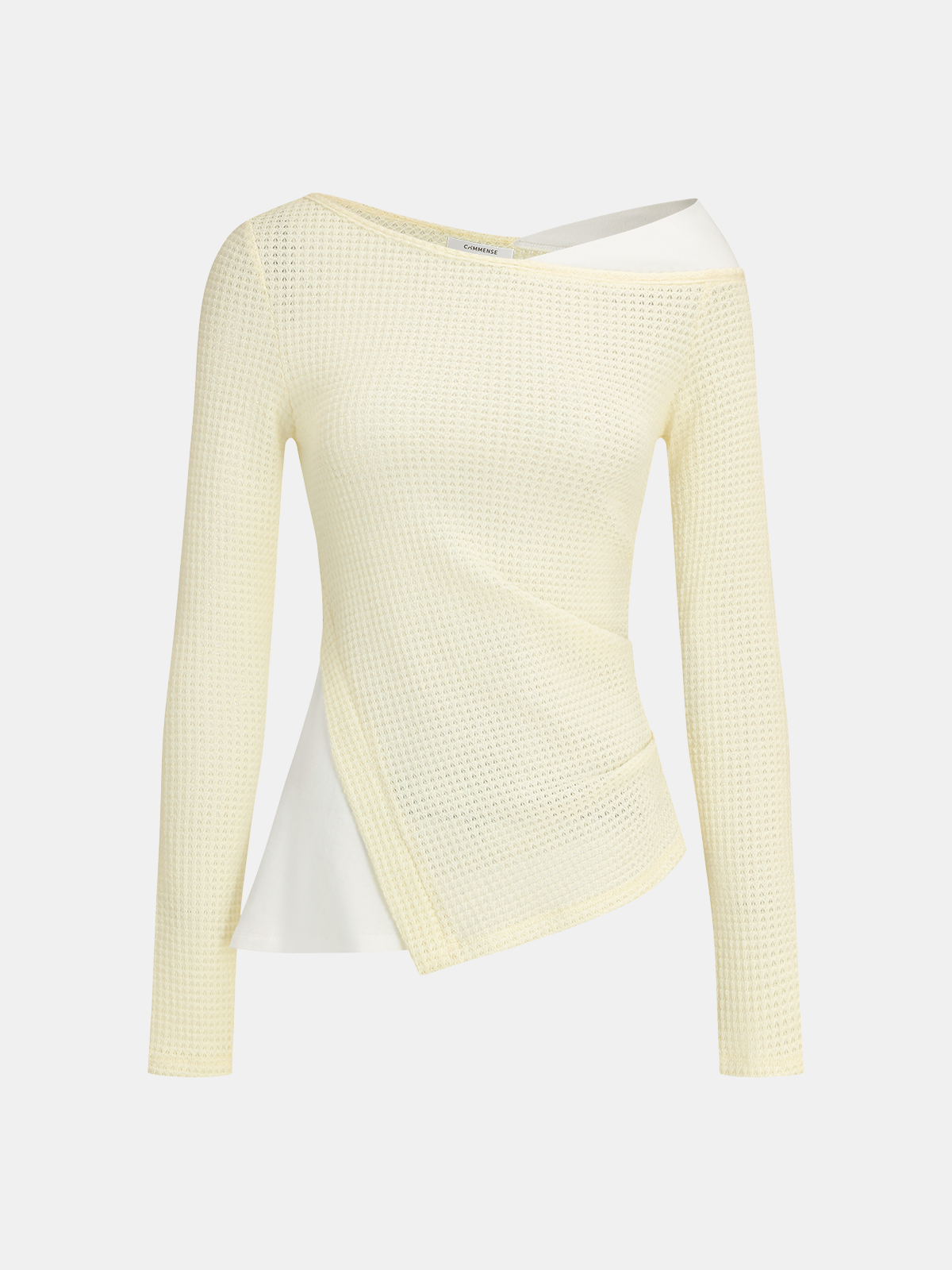 Color Block Waffle-Knit Top-Chicvia