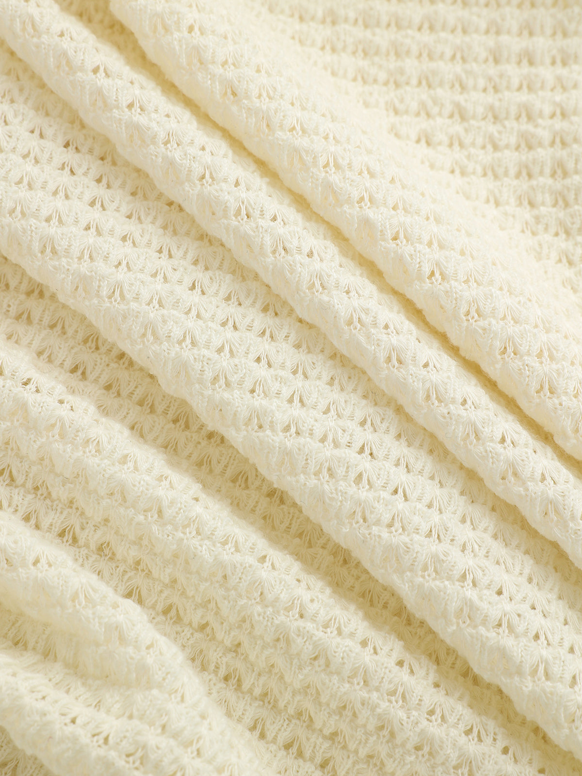 Color Block Waffle-Knit Top-Chicvia