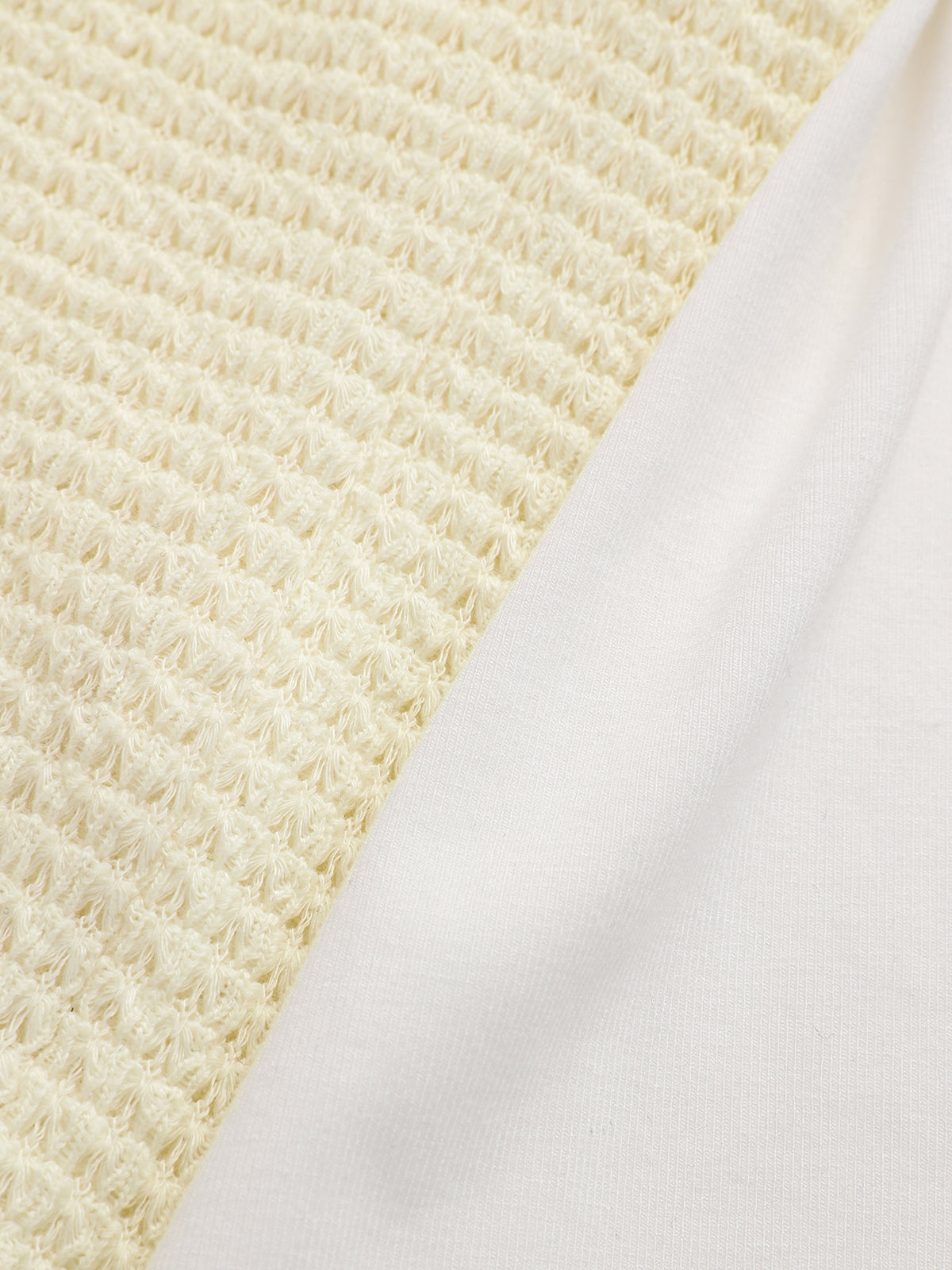 Color Block Waffle-Knit Top-Chicvia